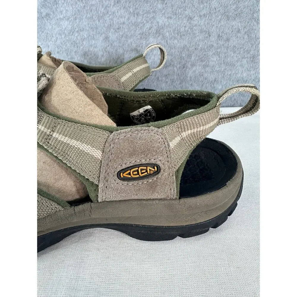 Keen Newport H2 Men's 8 Suede Beige & Green Water Shoes Outdoor Hiking Neutral